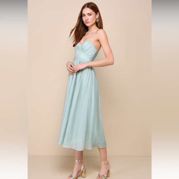 NWT Sage Green strapless A-line dress - Picture 5 of 6